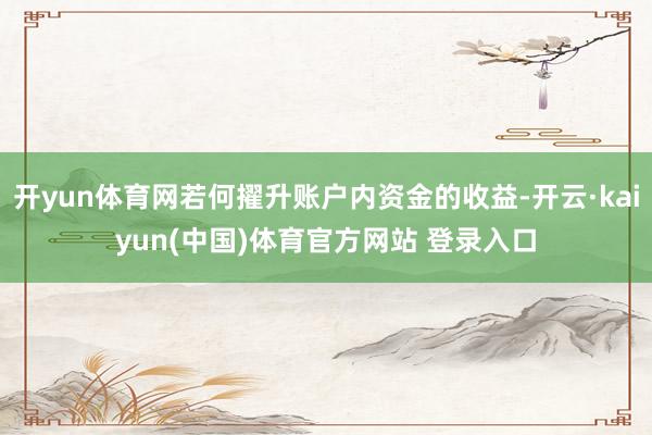 开yun体育网若何擢升账户内资金的收益-开云·kaiyun(中国)体育官方网站 登录入口