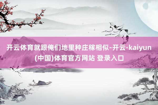 开云体育就跟俺们地里种庄稼相似-开云·kaiyun(中国)体育官方网站 登录入口