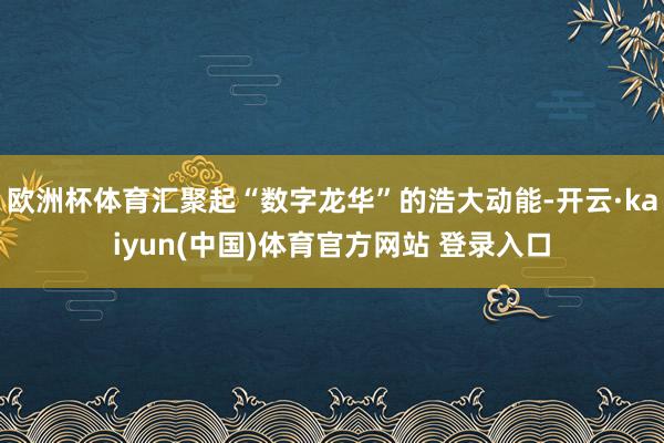 欧洲杯体育汇聚起“数字龙华”的浩大动能-开云·kaiyun(中国)体育官方网站 登录入口