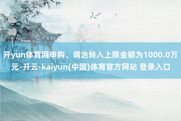 开yun体育网申购、调治转入上限金额为1000.0万元-开云·kaiyun(中国)体育官方网站 登录入口