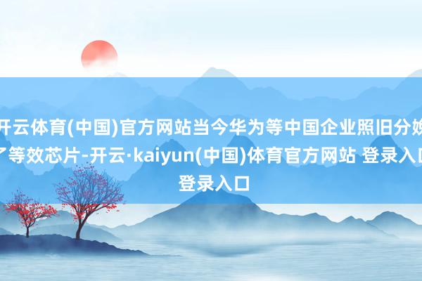 开云体育(中国)官方网站当今华为等中国企业照旧分娩了等效芯片-开云·kaiyun(中国)体育官方网站 登录入口