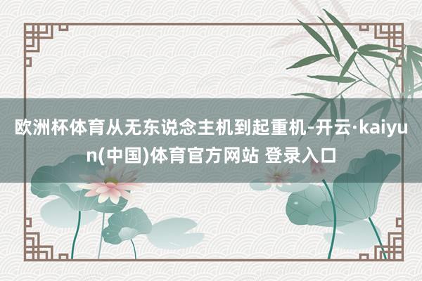 欧洲杯体育从无东说念主机到起重机-开云·kaiyun(中国)体育官方网站 登录入口