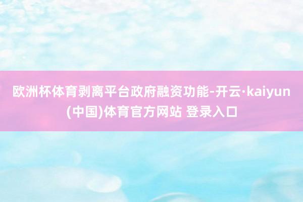 欧洲杯体育剥离平台政府融资功能-开云·kaiyun(中国)体育官方网站 登录入口