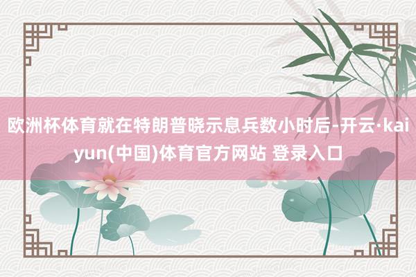 欧洲杯体育就在特朗普晓示息兵数小时后-开云·kaiyun(中国)体育官方网站 登录入口