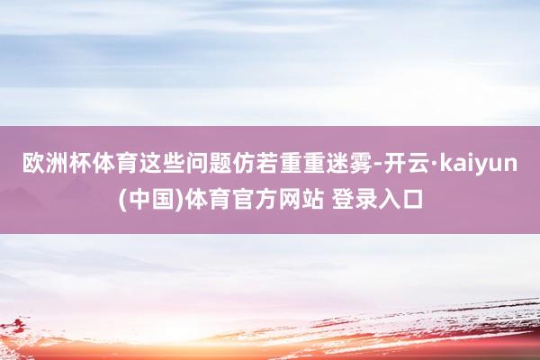 欧洲杯体育这些问题仿若重重迷雾-开云·kaiyun(中国)体育官方网站 登录入口