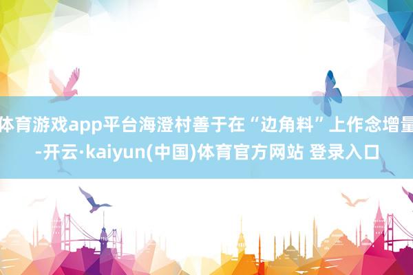 体育游戏app平台海澄村善于在“边角料”上作念增量-开云·kaiyun(中国)体育官方网站 登录入口