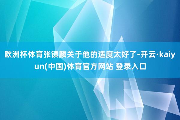 欧洲杯体育张镇麟关于他的适度太好了-开云·kaiyun(中国)体育官方网站 登录入口
